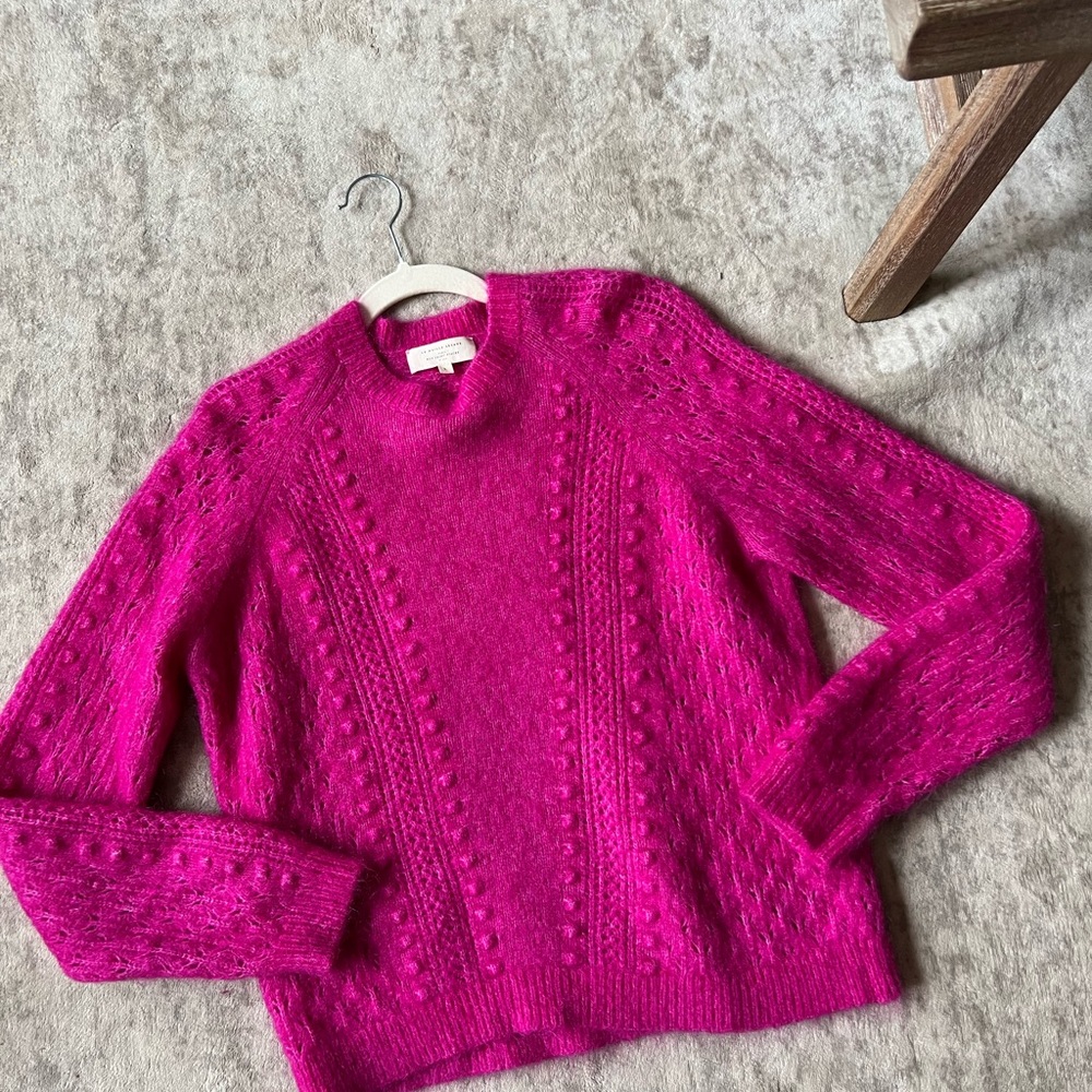 Sezane Pink Crew Neck Sweater Cozy Knit